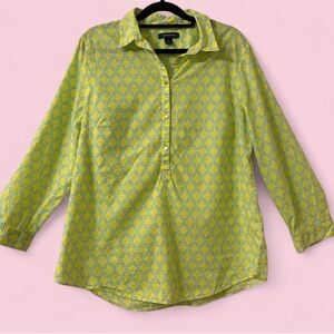 Lands’ End Geometric Print Popover Tunic Blouse Size 12